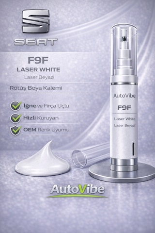 Seat Rötuş Boyası Ve Rötuş Çeliği Seti Kalemi Lf9f/f9f Laser White 2si1arada Çizik Giderici Skoda Vw Audi - Vag Grubu-