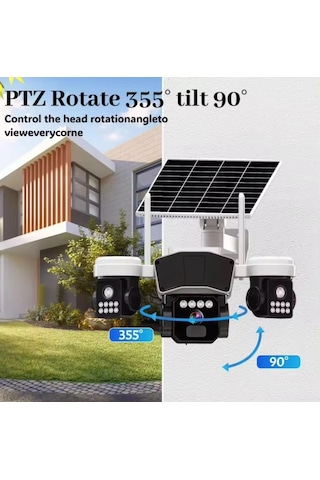 X5tech Rx-95ws 3 Kameralı Solar Wifi Ptz Ip Sesli Akıllı Güvenlik Kamera 3+3+3 Mp
