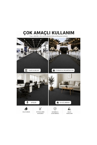 Beylini Antrasit Halıfleks Zemin Yer Kaplama 3 Mm Kalınlığında Rip Halı Duvardan Duvara Halıflex Organizasyon Davet