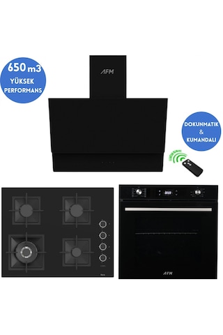 Afm Tech Ve Ferre Venüs Turbolu Siyah Dijital SC405-WFA WOK + FM7700 + FM3400 Ankastre Set