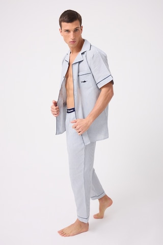 L'espadon Marısılk Seastrıpe Erkek Dokuma Yazlık Kısa Kollu Pantolonlu Pijama & Lounge Takımı-3196 Mavi