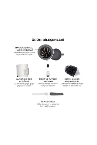Duvara Monte Tuvalet Fırçası - Deterjan Hazneli - Silikon Diğer