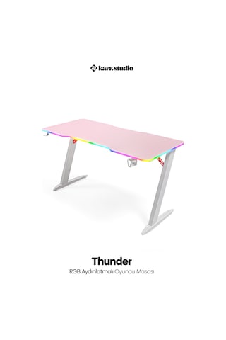 Thunder Rgb Aydınlatmalı Oyuncu Masası Pembe