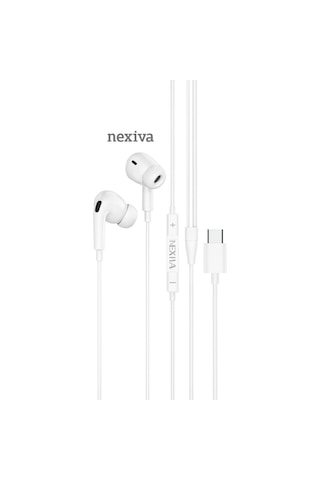 Nexiva Type-c Girişli Hd Mikrofonlu Stereo Kablolu Type-c Kulaklık Xiaomi-oppo-redmi-huawei-Apple Uyumlu iPhone Samsung Kulakiçi