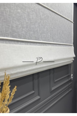 Katlamalı Keten Perde Eko Şantuklu Foldet Keten Ekru Renk Ekru