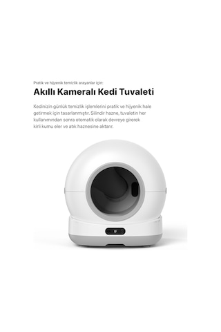 Xenon Smart Akıllı Otomatik Kameralı Kedi Tuvaleti Paslanmaz Çelik Kaseli 4lt Mama Kabı Led Işıklı Su Pınarı Ve Filtre 4'lü Pet Seti