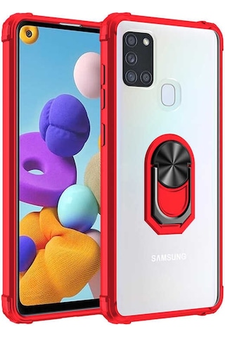Samsung Galaxy Uyumlu A21S Kilif Standli Yüzüklü Mola Silikon Kapak 393062302