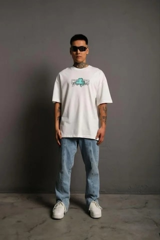 Vexor Erkek Sırt Baskılı T-shirt - Beyaz