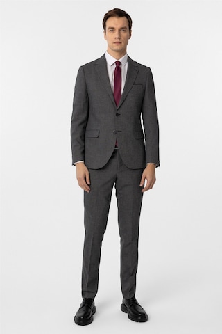 Süvari Siyah Slim Fit Desenli Mono Yaka 6 Drop Klasik Takım Elbise Siyah