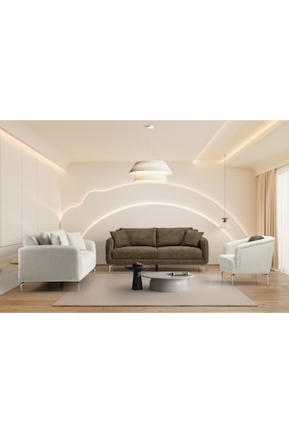 Mona Demir Ayaklı Beyaz Berjer Beyaz