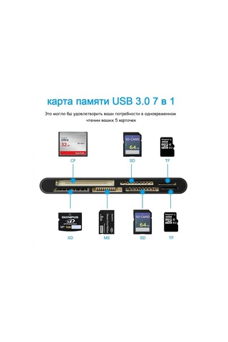 Gajeena Usb 3.0 Çok Fonksiyonlu Kart Okuyucu - Cf/xd/ms/sd/tf Kartları İçin Yedi Fonksiyonlu Usb Adaptörü