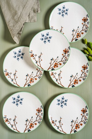 Sakura 6 Parça Porselen Pasta Seti 19 Cm