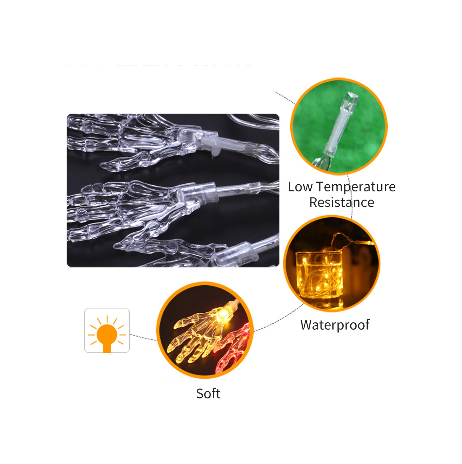 Konesam Halloween Işıklı Süsü: Şeffaf Kemer El Formlu Led Işık Zinciri, 3m 20 Led, Sabit Ve Parıltı Modları, Pil İle Çalışır Pil Dahil Değil