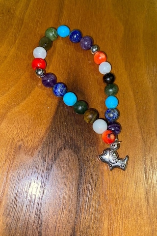 Çin Takvimi Burçları 7 Çakra Doğal Taş Bileklik Hand Made El İşi Feng Shui Ejderha Yılı Koruyucu Hayvan Dog Köpek Objeli Çok Renkli