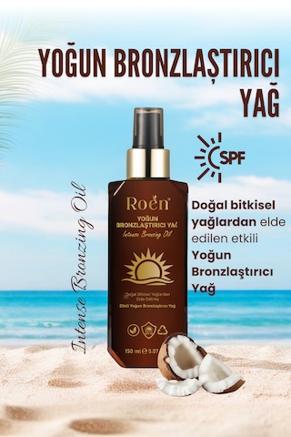 Yoğun Bronzlaştırıcı Yağ, Havuç Ve Hindistan Cevizi Içeren Güneşli Ve Güneşsiz Kullanım Spf15 150 Ml