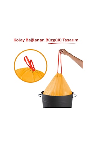 Koroplast Vanilya Kokulu Orta Boy Büzgülü Çöp Poşeti 15'li 55x60 Cm, Kolay Bağlanır Kokulu Büzgülü Orta Boy