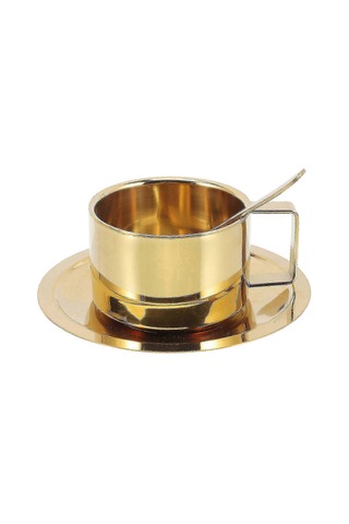 Kahve Kupası Paslanmaz Çelik Kahve Kupası Bardak Kaşık Tabağı Ofis Kupası