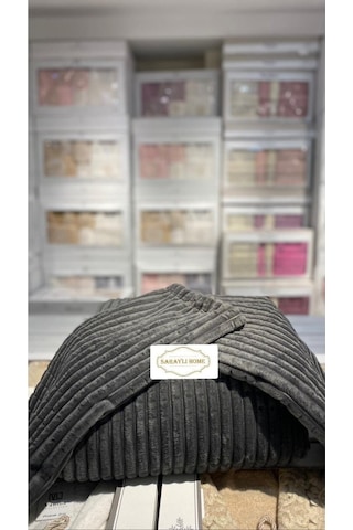 Saraylı Home Merinos Modern Line Yatak Örtüsü Antrasit