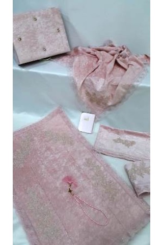Çeyizlik Kadife Seccade Takımı Pudra Bohça Seti 7 Parça