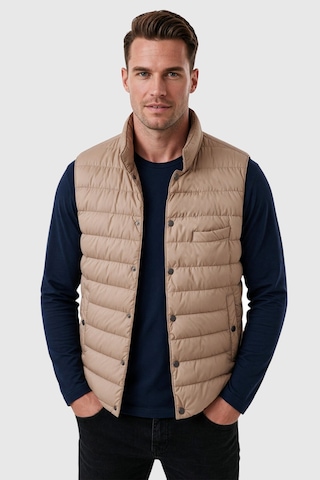 Deepsea Erkek Slim Fit Su Ve Rüzgar Geçirmez Taba Şişme Yelek Dik Yaka Çıtçıtlı 2701708
