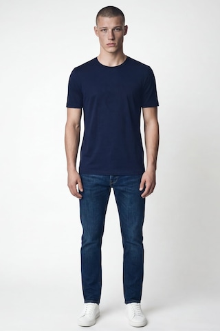 Giotelli Erkek Lacivert Dar Kesim Slim Fit %100 Pamuk Bisiklet Yaka Tişört
