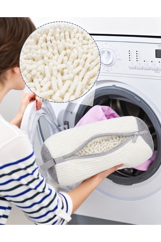 Ayakkabı Yıkama Çantası 40x20 Cm Makinede Deforme Önleyici Fermuarlı Yıkama Filesi Beyaz