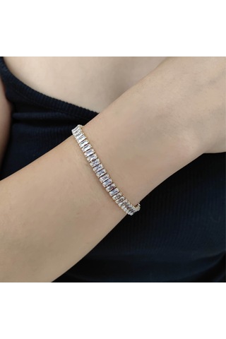 Chavin Su Yolu Baget Beyaz Taşlı Rose Gold Bayan Bileklik es53 Bronz