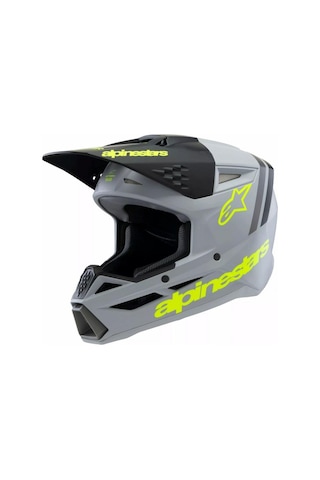 Alpinestars Sm3 Youth Radium Off-road Çocuk Genç Motosiklet Kaskı Gri Siyah Sarı