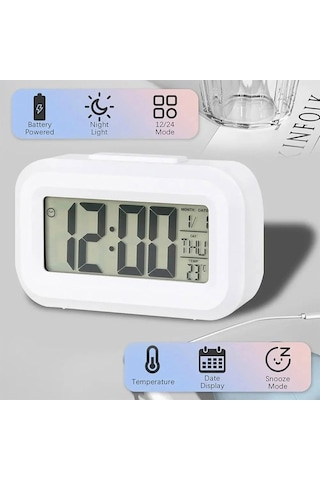 Dol-2108 Mini Dijital Işıklı Masa Saati Sıcaklık Ölçer Termometre Saat - Takvim - Alarm Çok Renkli