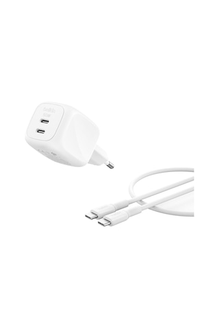 Smartprotect 2 Portlu Usb-c Şarj Cihazı 50 W, Çift Portlu Gan Şarj Cihazı, 1 M Usb-c Kablo Dahil, Apple MacBook Uyumlu , Apple iPhone Uyumlu, 1