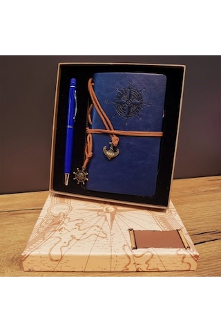 Kişiye Özel Pusula Tasarım Deri Defter Ve Kalem Seti 40590664