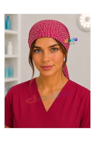 Kırmızı Bahar Desenli Cerrahi Bone , Medikal Bone , Doktor, Hemşire, Diş Hekimi Ve Veteriner Bonesi