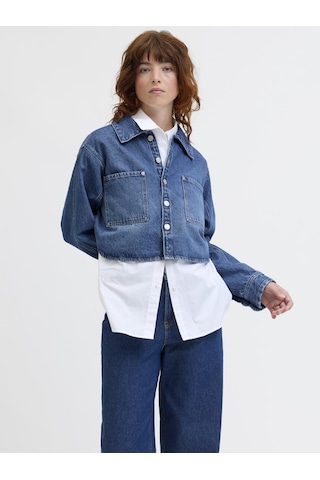 Jack & Jones Kadin Denim Gömlek Ceket - Cana - 12280092 Medium Blue Denim