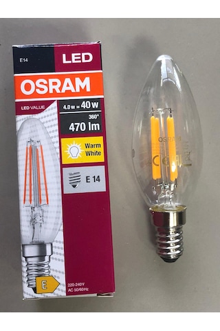 3 Adet Osram Rustik Led Lamba E14 4w 40w 470 Lümen 2700k Sarı