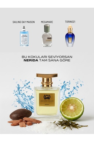 Nerida Erkek Parfüm Yazlık Deniz Yosunu Edp Güçlü Kalıcı Yayılımlı Bergamot, Misk, Odunsu Notalar Fresh - Marin
