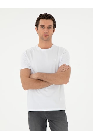 Beyaz Slim Fit Bisiklet Yaka Merserize Basic T-shirt 15841036