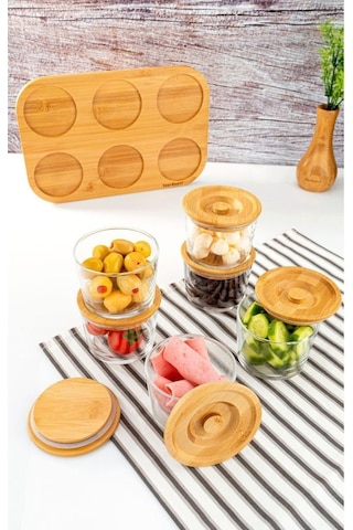 Bambum Lincoln - 13 Parça Cam Kahvaltılık Takımı Ahşap