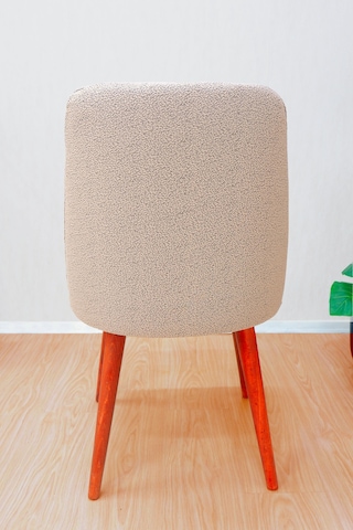 Mutfak Sandalye Kılıfı-büyük Oval Likral Kum Desen Yıkanabilir Lastikli Sandalye Örtüsü Chair Cover Vizon