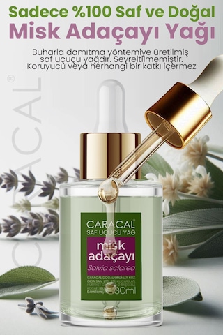 Caracal Saf Misk Adaçayı Yağı Doğal %100 Saf Ada Çayı Yağı Uçucu Katkısız Yağ 30 ML