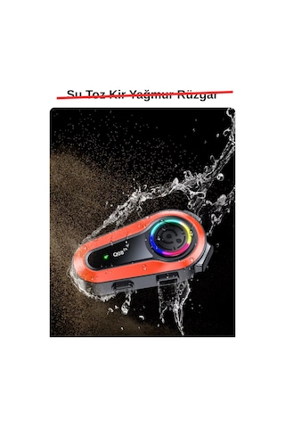 Wearfitpro Q08-2x Rgb Işık Efektli İntercom Bluetooth Motosiklet Kask Kulaklığı İntercom Kulaklık