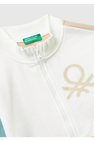 Benetton Kız Bebek Fermuarlı Sweatshırt BEYAZ