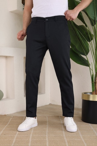 Erkek Casual Slim Fit Cord Desenli Kumaş Pantolon Siyah