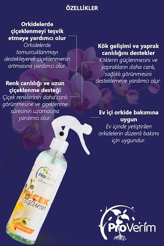 Proverim Orkide Bitki Besini Sprey 400 ml | Çiçek Coşturan, Tomurcuk ve Uzun Süre Çiçeklenme Desteği