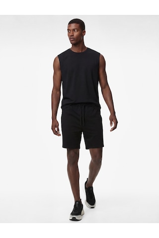 Koton Straight Fit Cepli Pike Kumaş Bermuda Beli Bağcıklı Spor Şort Siyah 6sam40120nk