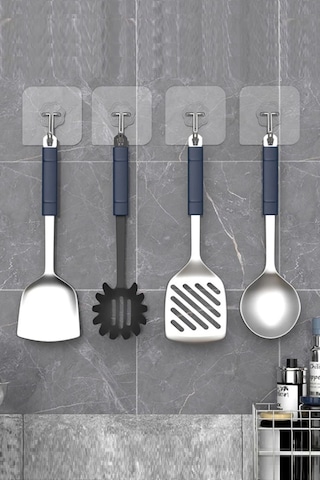 4 Adet Kendinden Yapışkanlı Kapı Duvar Askısı Kancası, Güçlü Yapışkanlı Şeffaf Askı, Yapışkanlı Askı Renkli