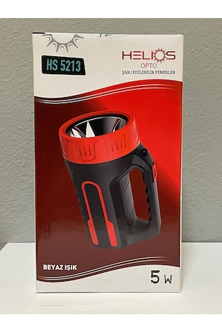 Helios Hs-5213 5w Şarj Edilebilir Gemici El Feneri 6400k Beyaz Işık Kırmızı - Siyah