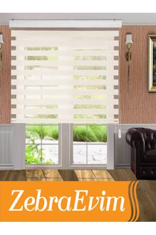 Zebraevim Bambu Beyaz-Ekru Zebra Perde Yeni Sezon