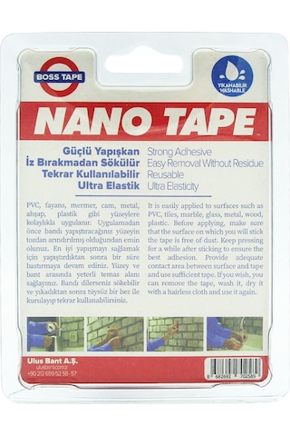 Boss Tape Nano Bant Şeffaf 1 M Yıkanabilir Yeniden Kullanılabilir