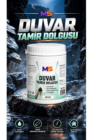 Hazır Duvar Tamir Dolgusu 1 Kg Macunu Zemin Alçı Sıva Derin Boşluk Doldurucu Çatlak Onarıcı Giderici