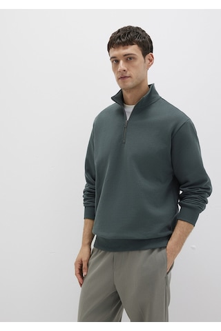 Mavi - Yarı Fermuarlı Yeşil Basic Sweatshirt 0s10419-71598 Yeşil
